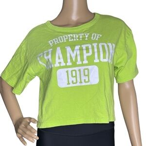 Champion lime green crop top tee Small